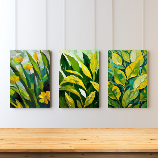 Verdant Whispers - Set of 3(Canvas)