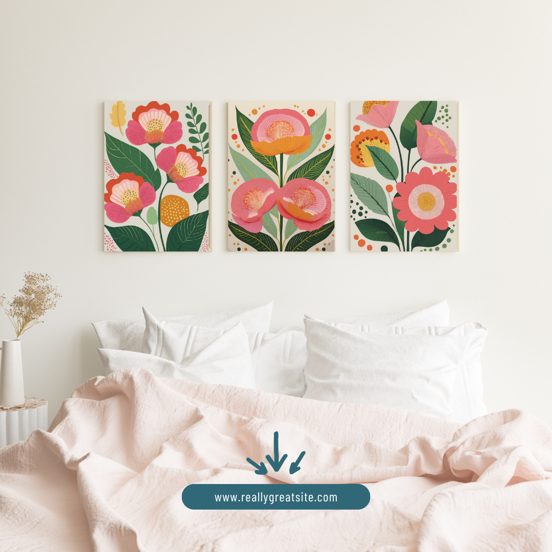 Blush Bloom Trio - Set of 3 - Canvas