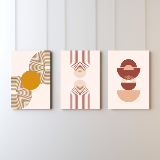 Sunset Symmetry – Set of 3 - Canvas