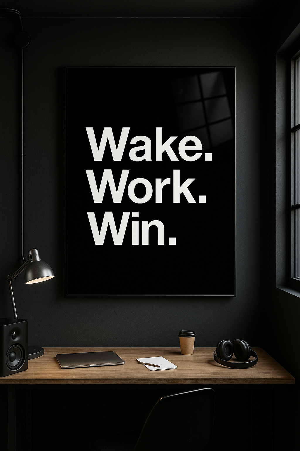 Wake. Work. Win - Glass Art