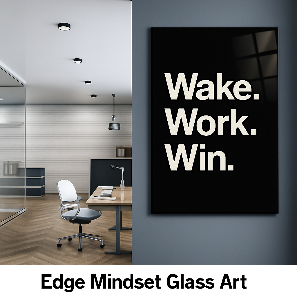 Wake. Work. Win - Glass Art