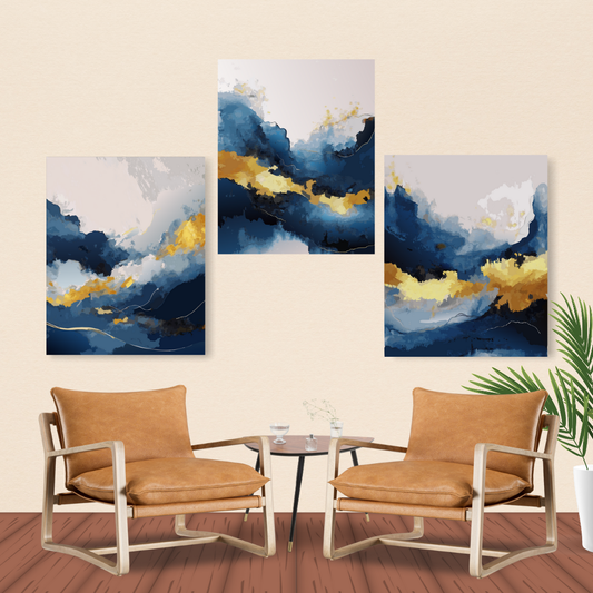 Golden Horizon – Set of 3(Canvas)