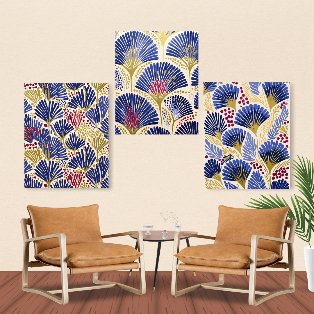 Palmetto Bloom – Set of 3 (Canvas)