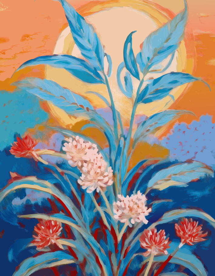 Sunset Botanica - Set of 3(Canvas)