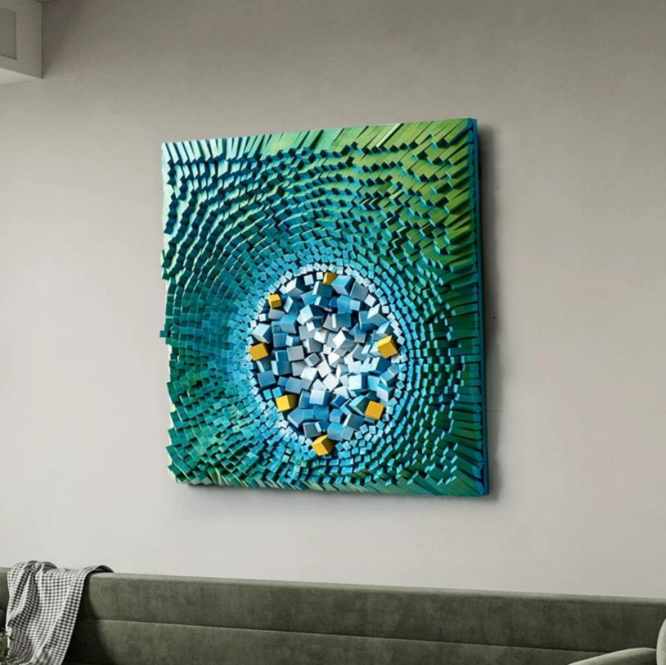 Aqua Vortex - Wood  Art