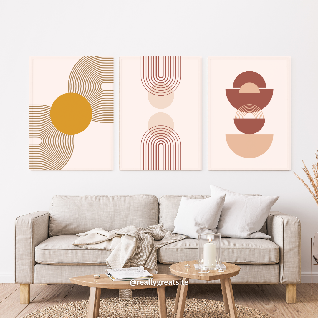 Sunset Symmetry – Set of 3 - Canvas