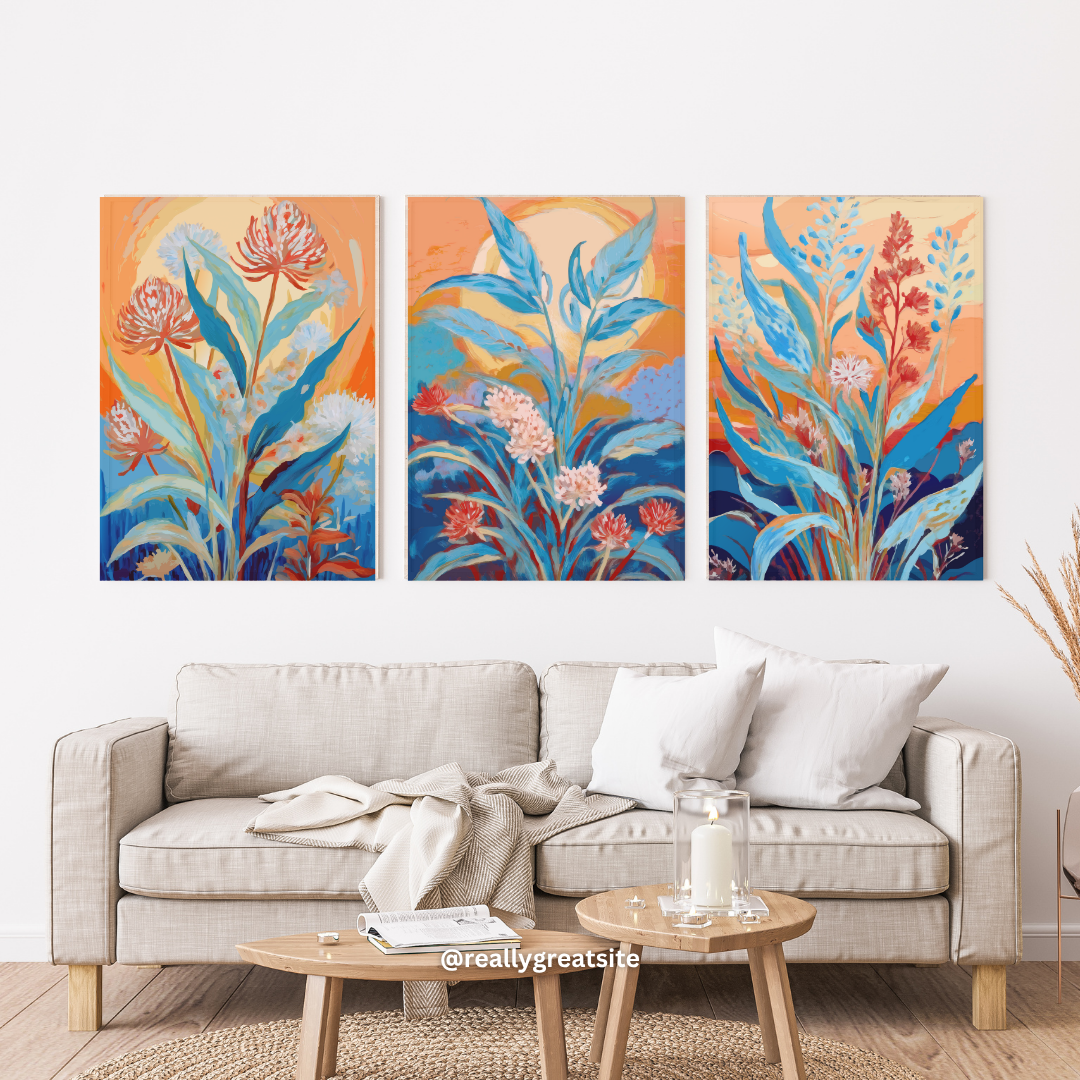 Sunset Botanica - Set of 3(Canvas)