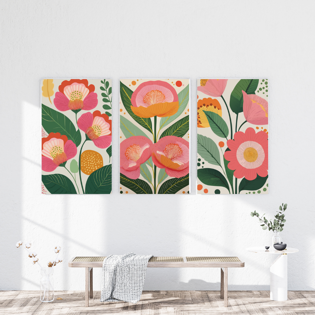 Blush Bloom Trio - Set of 3 - Canvas