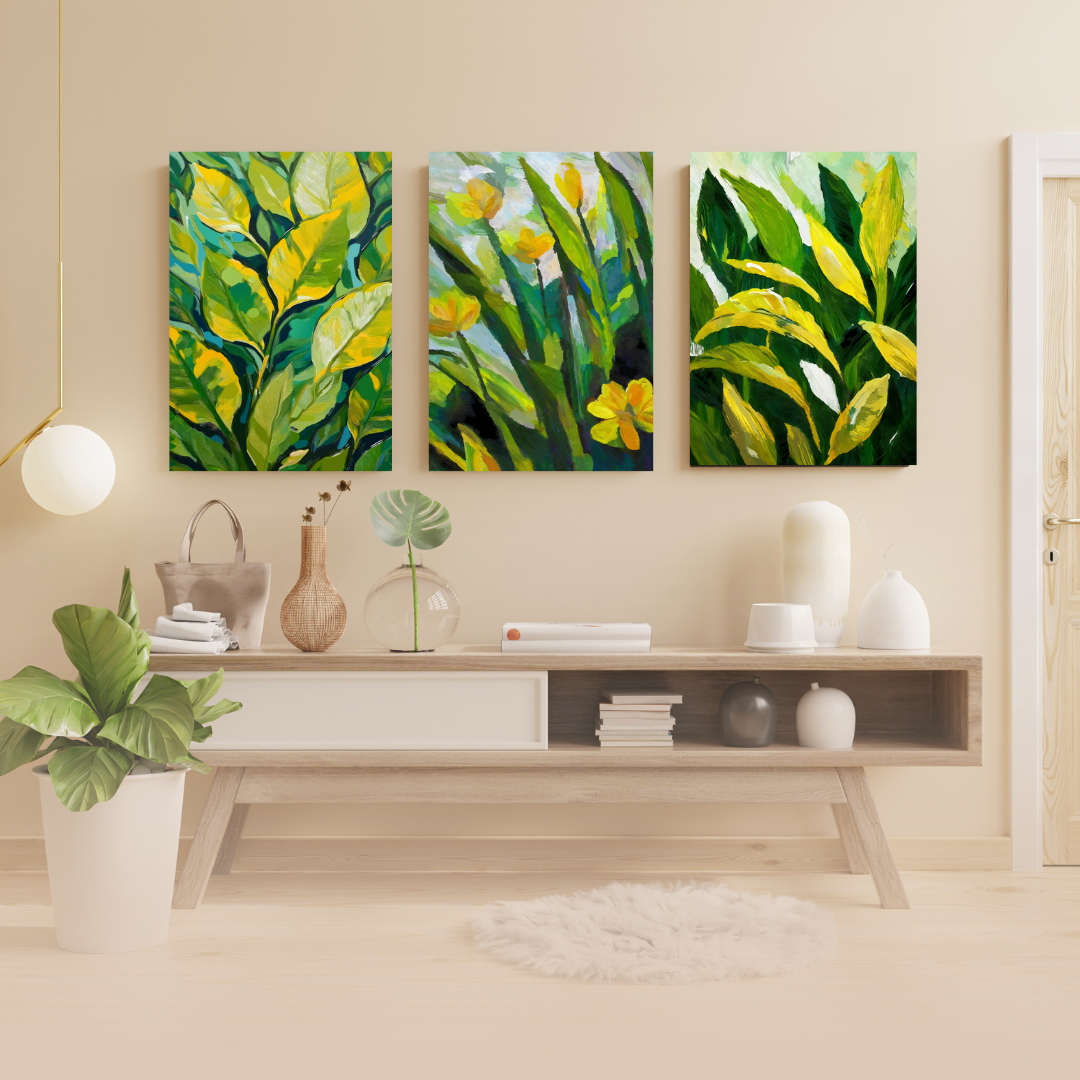 Verdant Whispers - Set of 3(Canvas)