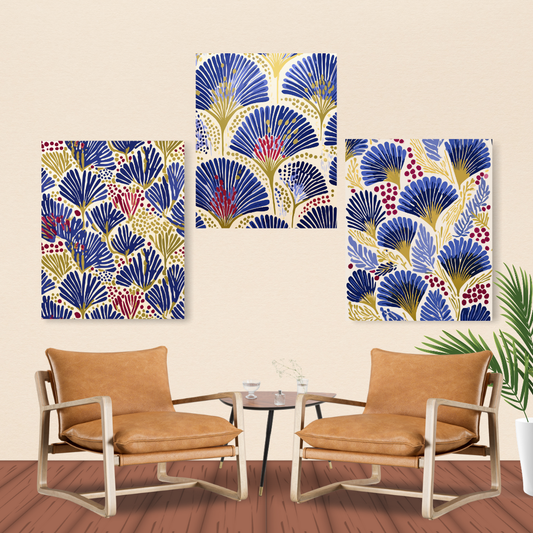 Palmetto Bloom – Set of 3 (Canvas)