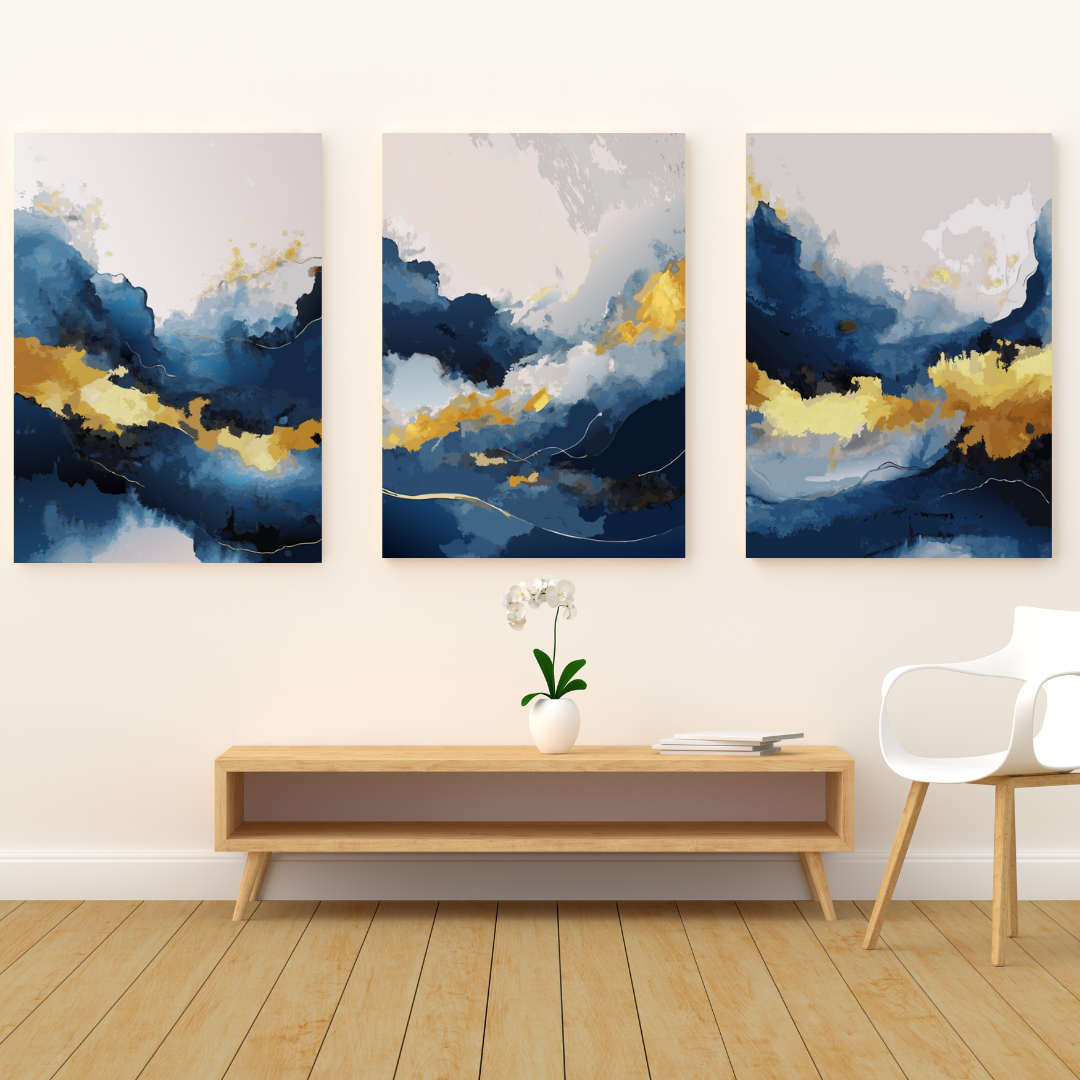 Golden Horizon – Set of 3(Canvas)